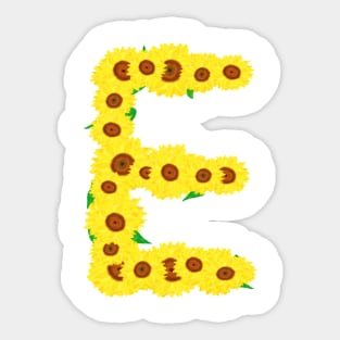 Sunflowers Initial Letter E (White Background) Sticker